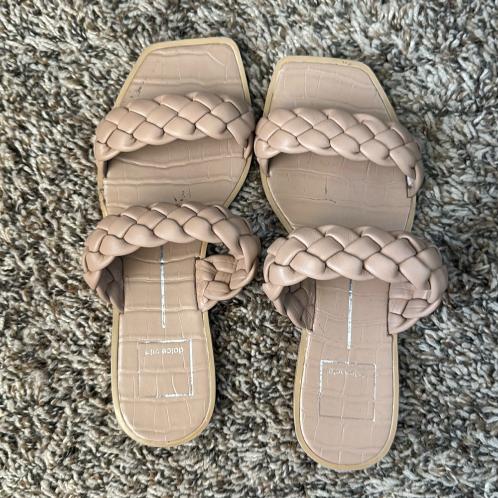 Tan dolce vita flats double straps